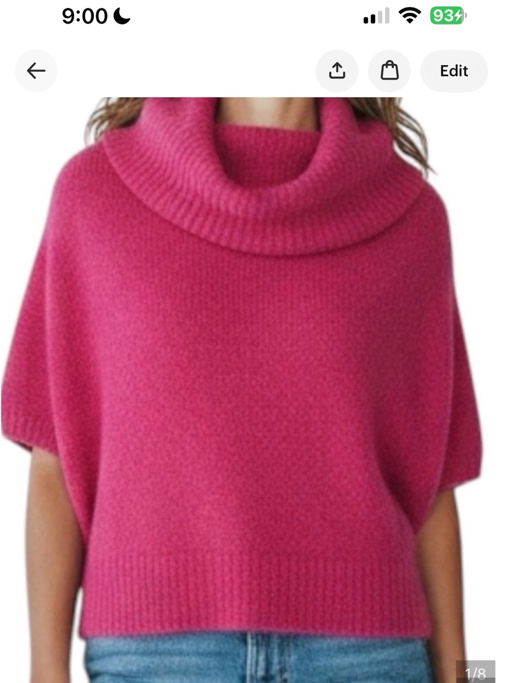ANTHROPOLOGIE WOODEN SHIPS Cowl Neck Mohair Blend Sweater in Fuchsia Size M/L